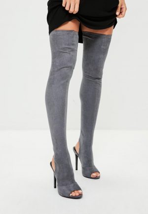 Grey Over Knee Boots