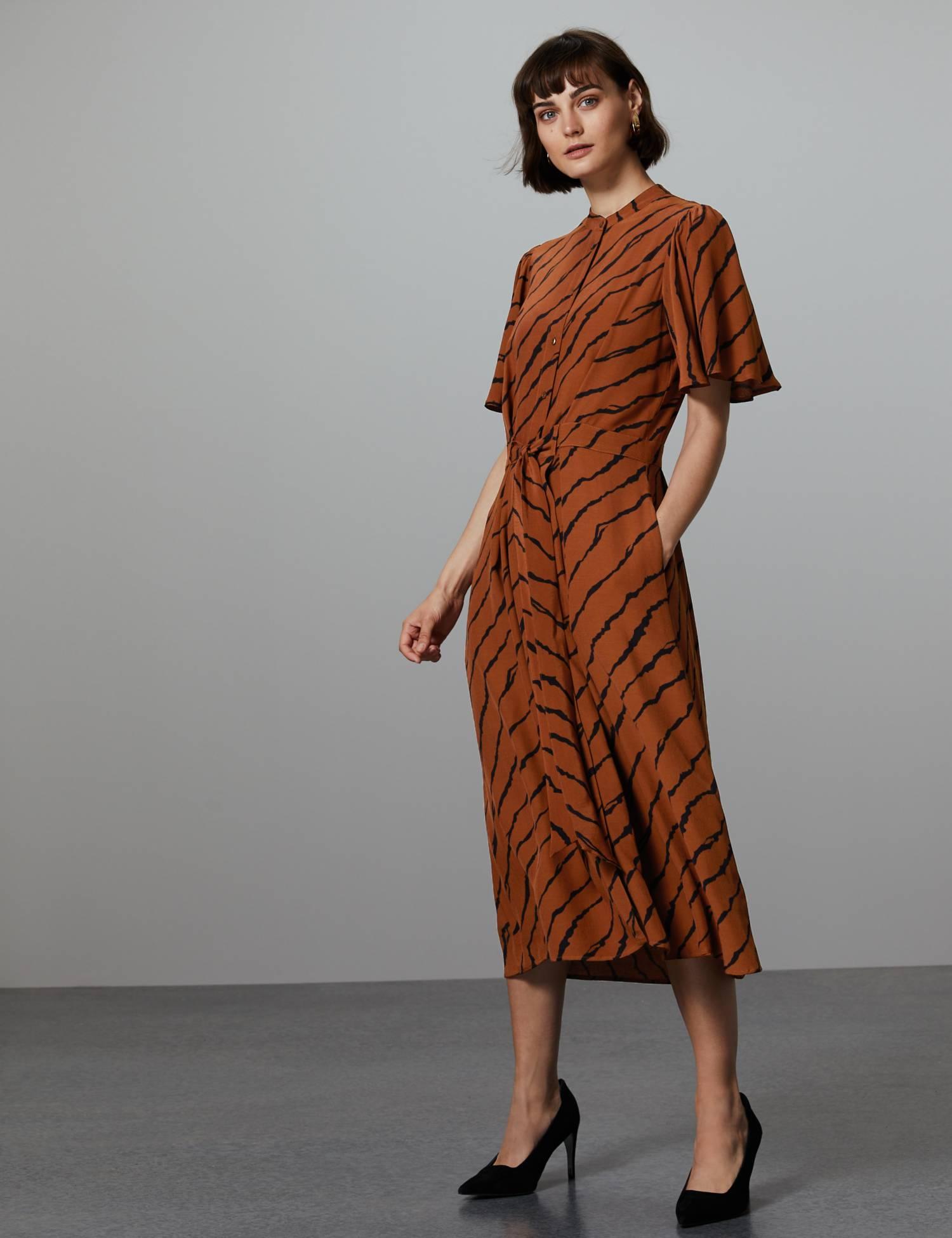 Brown animal print shirt dress - with pockets| Brown outfit inspiration |www.kittyandb.com #shirtdress #chicstyle #dress #dressinspiration