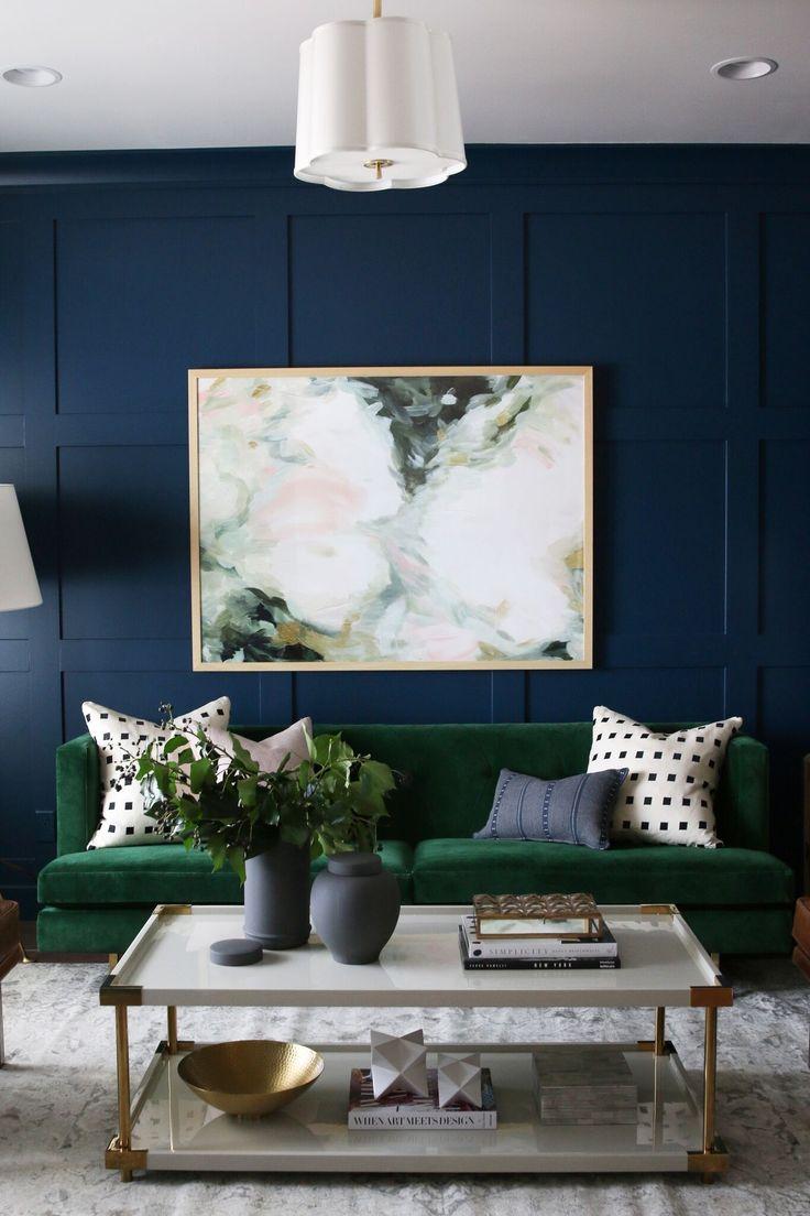 Green and blue living room inspiration | www.kittyandb.com