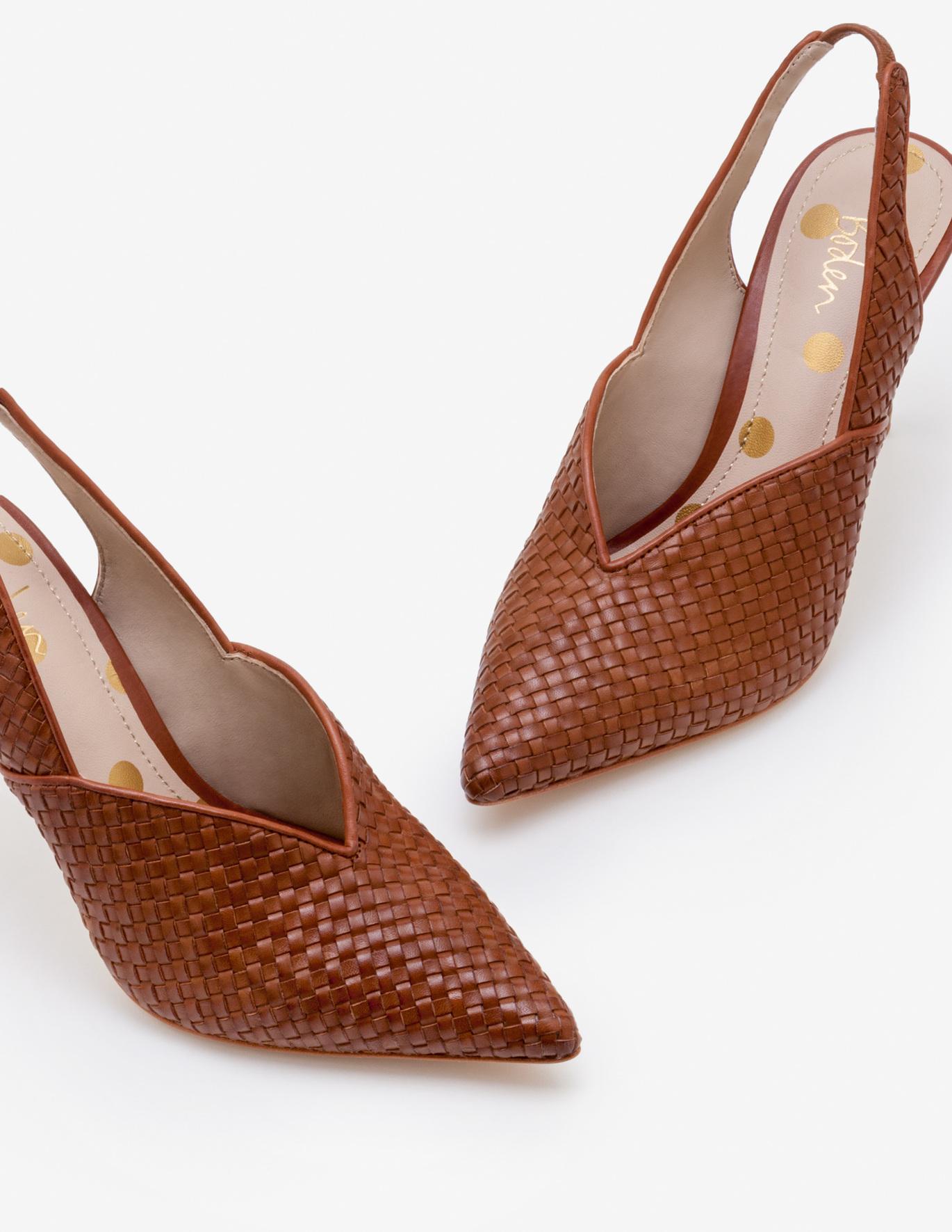 Tan Woven Slingback Heels