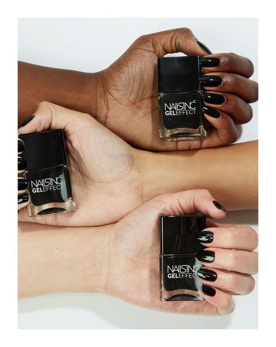 Black Gel Cruelty Free Nail Polish. Perfect for creating lots of sophisticated dark nail looks, like the black French manicure because we love a classic French manicure, it's elegant and timeless. But, we also love classic with a twist. Here are all the alternative French manicure styles you need | www.kittyandb.com #BlackAesthetic #BlackNails #NailArt #Vegan #CrueltyFree