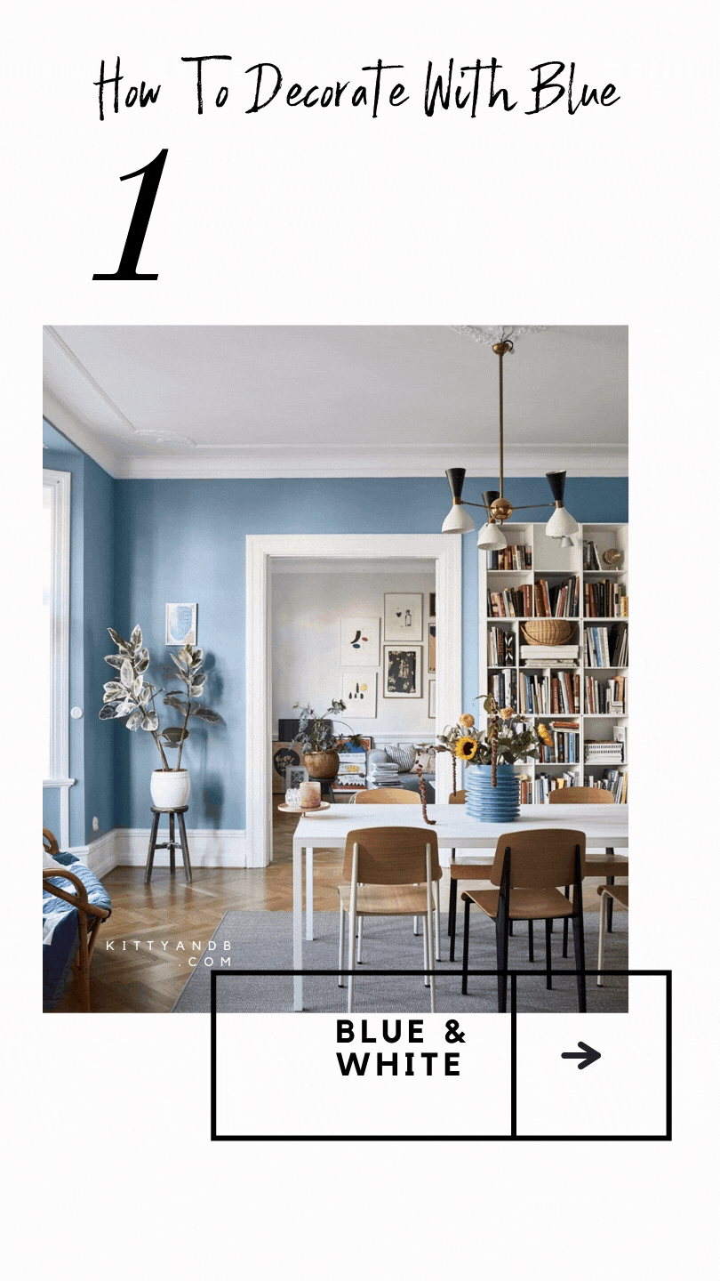 Blue Room Decor Inspiration| Blue is a really versatile colour to decorate your home with. But, which colours and tones work well? What kind of accessories work with blue? This post gives you ideas for pulling together an elegant blue colour palette and pieces for your home. Read more: kittyandb.com #blueroom #colourfulhomedecor #Lighting #bluecolorpalette #blueaesthetic #Interior